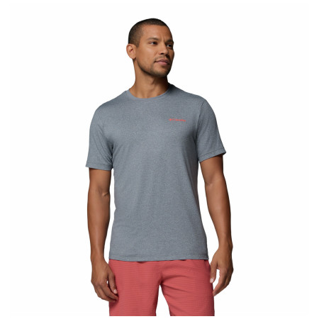 Camiseta de hombre Columbia Parsons Point™ SS Back Graphic Tee gris City Grey Heather, Linear Peaks