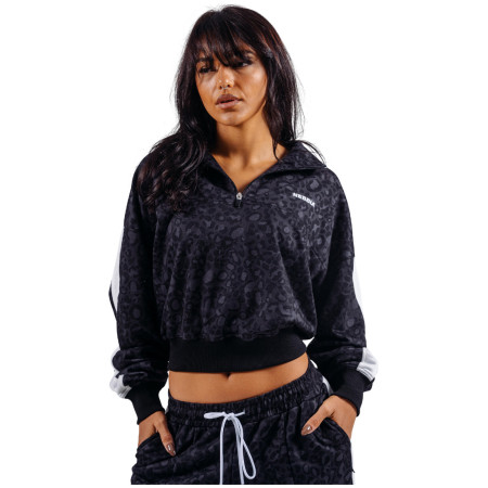 Sudadera de mujer Nebbia Half-Zip Leopard Sweatshirt Primal negro BLACK LEOPARD