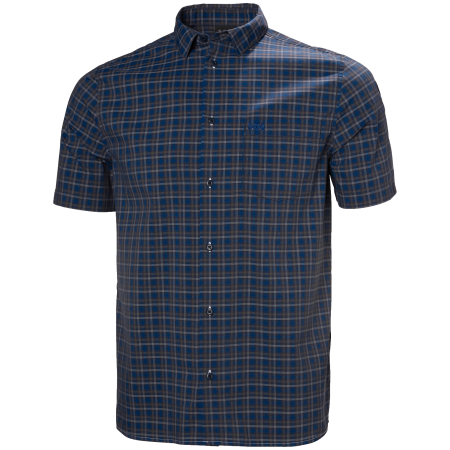 Camisa de hombre Helly Hansen Fjord Qd Ss Shirt 2.0 azul oscuro Navy Vika Micro Plaid