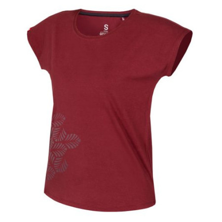 Camiseta de mujer Ocún Kimo T Women Leafs rojo Red Oxblood