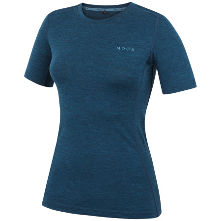 Camiseta de mujer MOOA MerinoSilk 160 short azul lagoon blue melange