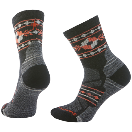Calcetines de mujer Smartwool W Hike Light Cushion Retro Floral negro/naranja CHARCOAL