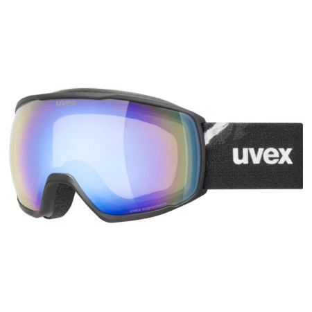 Gafas de esquí Uvex Victorious FM negro/azul BLACK MATT DL/BLUE ON GREEN-CLEAR S2