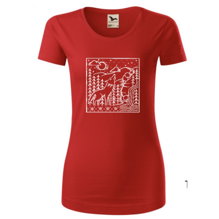 Camiseta de mujer České parky Wolfie rojo