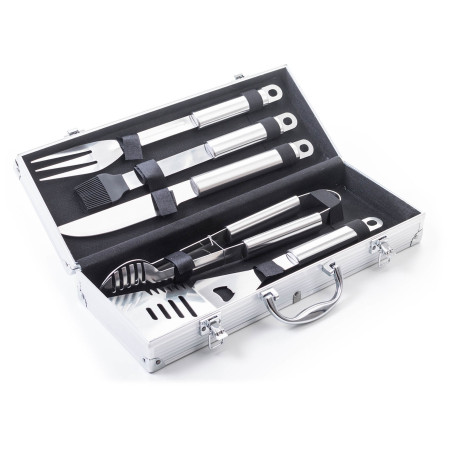 Utensilios de barbacoa G21 set de 5 piezas con estuche de aluminio