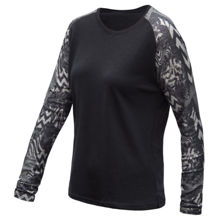 Dámské funkční triko s dlouhým rukávem Sensor Merino Blend Impress negro/gris černá/zebra