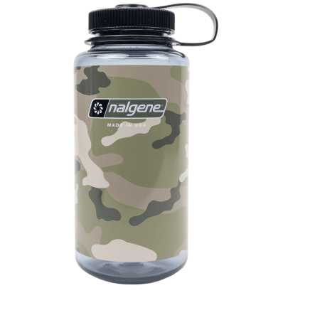 Botella Nalgene Wide Mouth Camo Print 1000 ml gris/negro Gray w/Black Camo