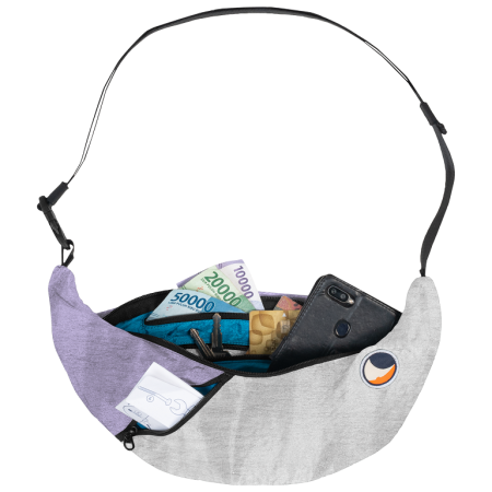 Riñonera Ticket to the moon Upcycled Sling Bag gris/violeta Light Grey / Light Purple