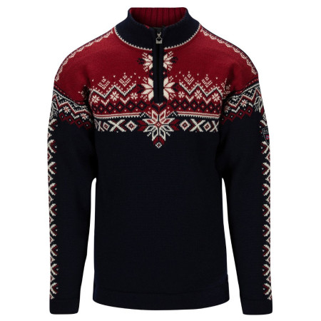 Jersey de hombre Dale of Norway 140th Anniversary Masc Sweater azul oscuro Navy Redrose Offwhite