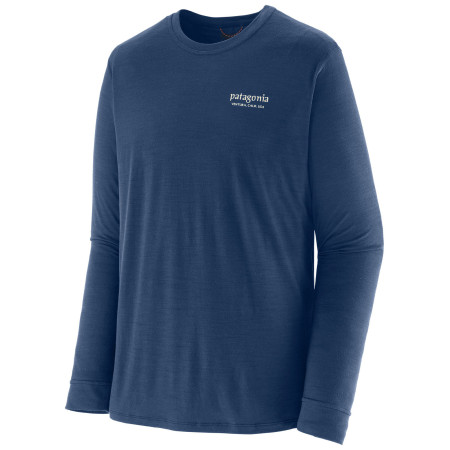 Camiseta de hombre Patagonia M's L/S Cap Cool Merino Blend Graphic Shirt azul Heritage Header: Clement Blue