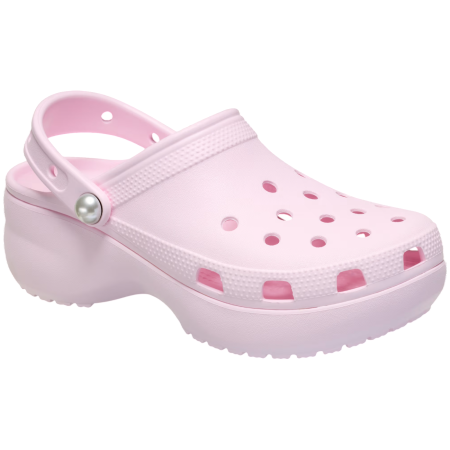 Pantuflas de mujer Crocs Classic Platform Pearl Clog rosa claro Pink Milk