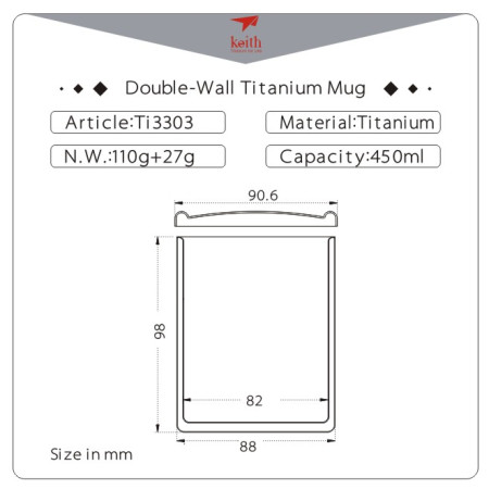 Taza térmica Keith Titanium Double-Wall Tit. Mug 450 ml