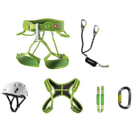 Juego de vía ferrata Ocún Via Ferrata Twist+Chest Pail Set verde Green