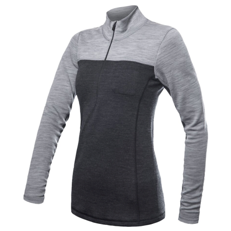 Camiseta funcional de mujer Sensor Merino Bold dl. rukáv zip gris anthracite/cool gray
