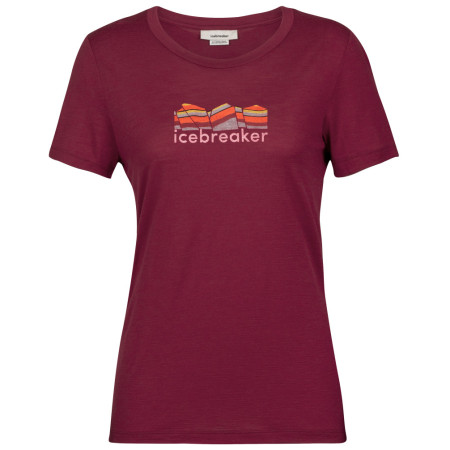 Camiseta de mujer Icebreaker Tech Lite II SS Tee Mountain Geology rojo cherry