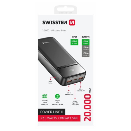 Batería externa Swissten Power Line II 20000 mAh