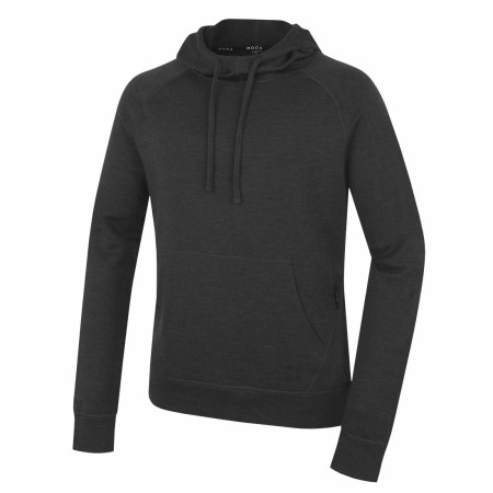 Sudadera de hombre MOOA Merino Hoodie negro black melange