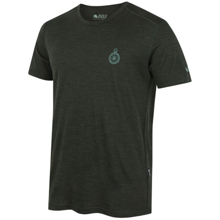 Camiseta de hombre Zulu Merino Quest 160 Short Comfy verde oscuro dark green melange