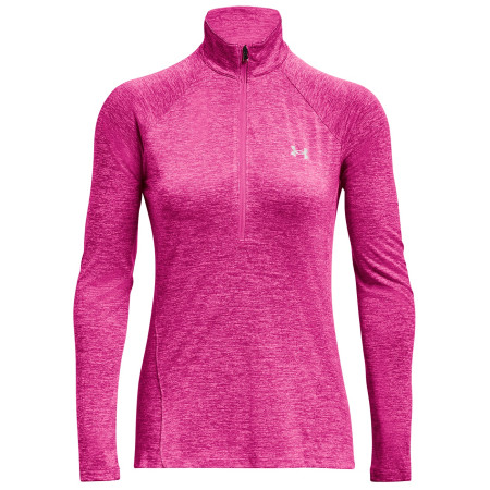Camiseta funcional de mujer Under Armour Tech 1/2 Zip - Twist rosa Rebel Pink / Pink Elixir / Metallic Silver