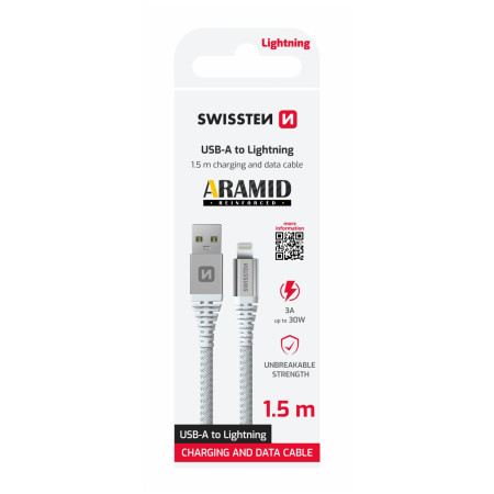 Cable Swissten Aramid Reinforced USB / Lightning 1,5 m