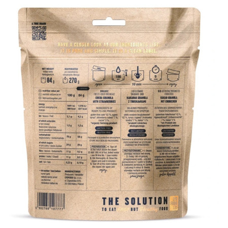 Comida deshidratada Lyo food Kakaová granola s jahodami 270 g