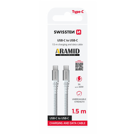 Cable Swissten Aramid Reinforced USB C / USB C 1,5 m
