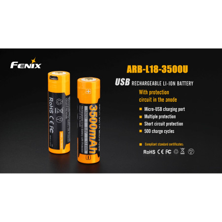 Batería recargable Fenix 18650 3500 mAh USB Li-ion