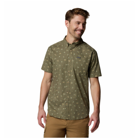 Camisa de hombre Columbia Rapid Rivers™ Printed Short Sleeve Shirt verde oscuro Stone Green Deserted