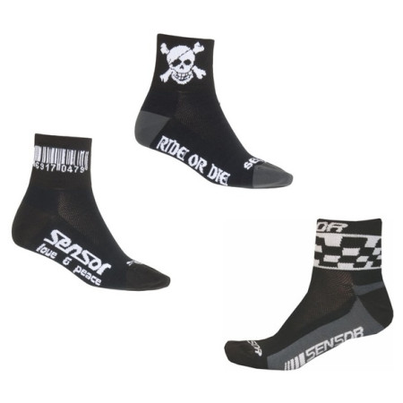 Calcetines de ciclismo Sensor Race Code-Pirate-Chess 3-pack negro Black
