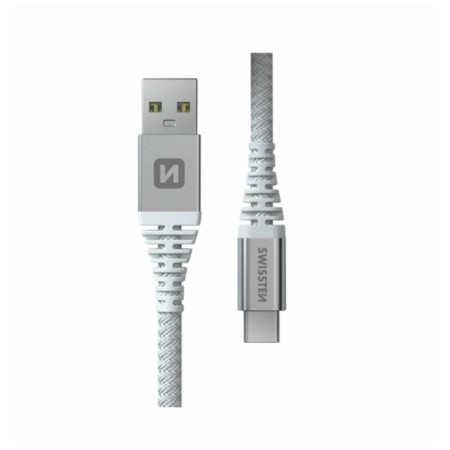 Cable Swissten Kevlar USB / USB-C 1,5 m blanco white