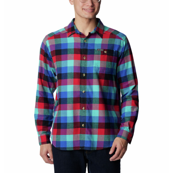 Camisa de hombre Columbia Cornell Woods™ Flannel Long Sleeve Shirt azul/rojo Bright Aqua Buffalo Check