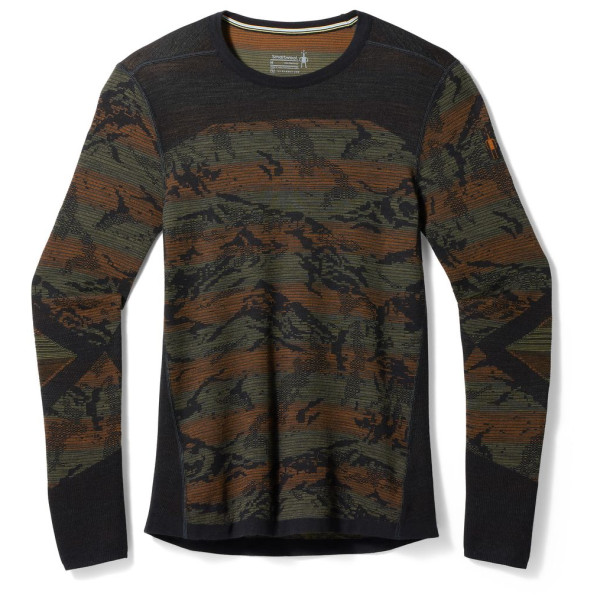 Camiseta funcional de hombre Smartwool M Intraknit Thermal Mrn Bl Pattern Crew gris/verde Winter Moss Mountain