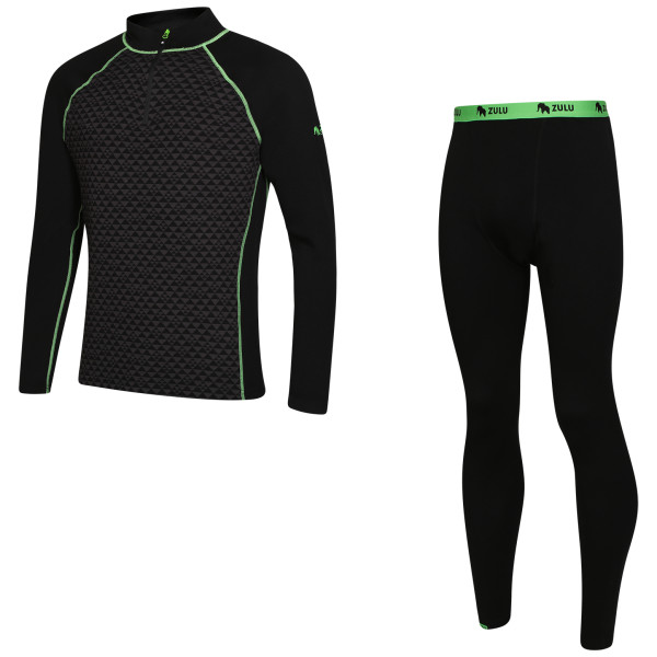 Juego funcional de hombre Zulu Merino 240 Zip Long negro/verde Black/Green