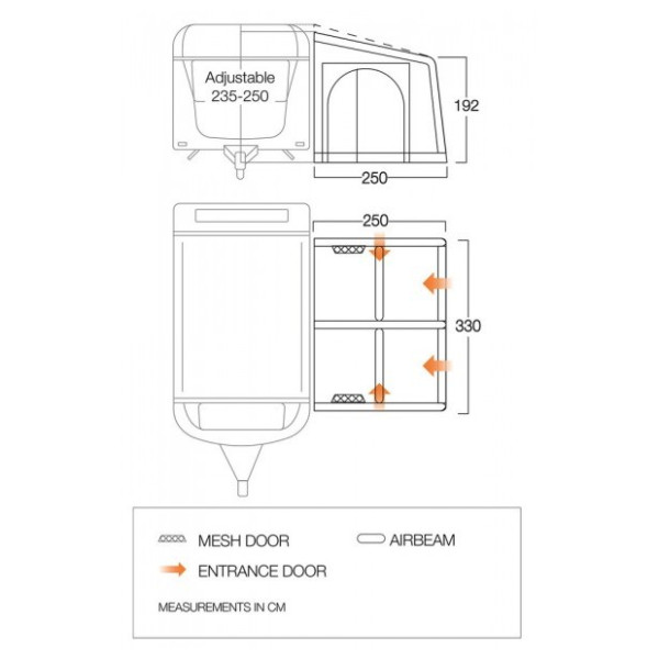 Carpa de autocaravana/furgoneta Vango Balletto Air 330 Elements ProShield