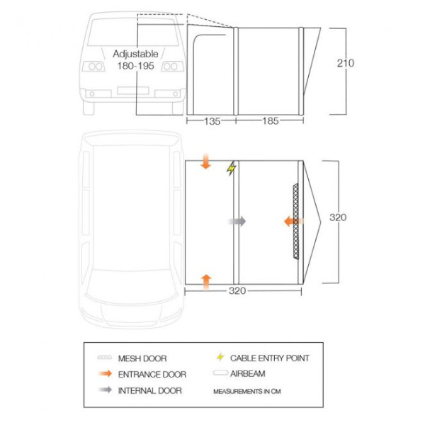 Carpa de autocaravana/furgoneta Vango Tolga VW