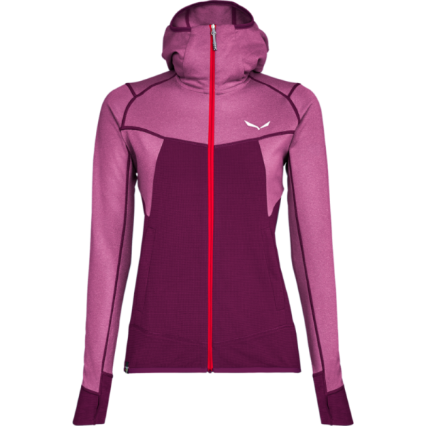 Sudadera de mujer Salewa Puez Hybrid PL W FZ violeta DarkPurpleMelange