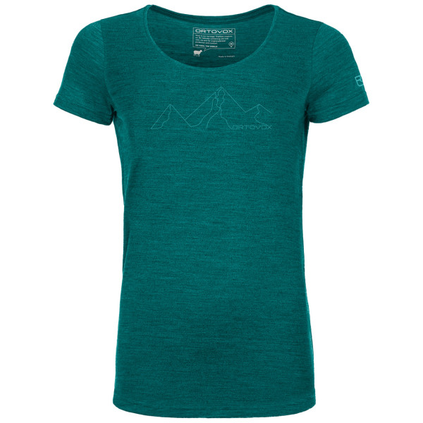 Camiseta funcional de mujer Ortovox W's 150 Cool Mountain Face TS verde PacificGreenBlend