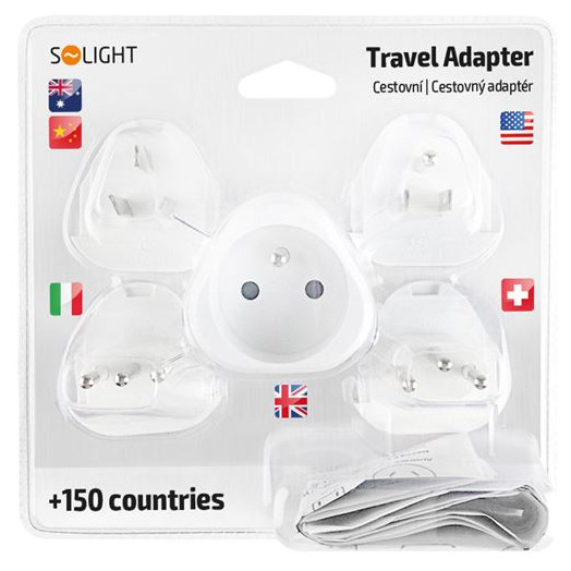 Adaptador Solight Kit de horquillas intercambiables de viaje para el mundo entero