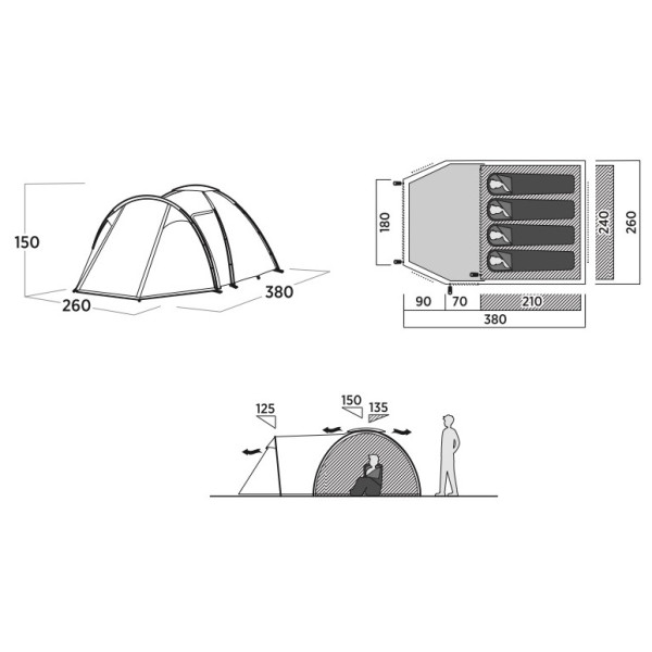 Tienda de campaña de senderismo Easy Camp Lomsdal 4