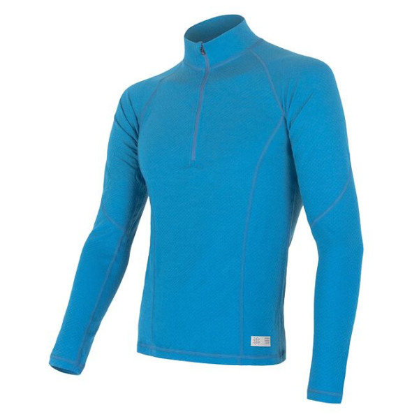 Camiseta de hombre Sensor DF Merino Wool dl.r. zip azul Blue