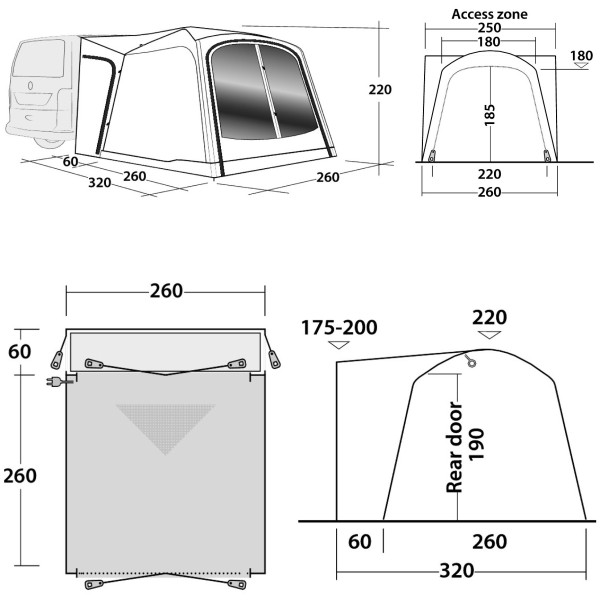 Carpa de autocaravana/furgoneta Outwell Milestone Dash