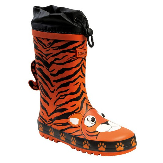 Botas de agua para niños Regatta Mudplay Jnr negro/naranja Blazeoratigr