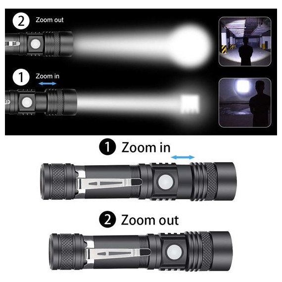 Linterna recargable Solight LED 400lm + cyclo