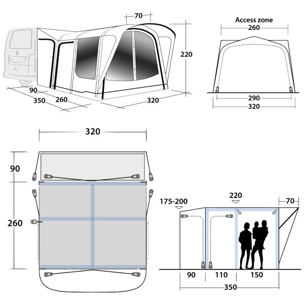 Carpa de autocaravana/furgoneta Outwell Parkville 260SA