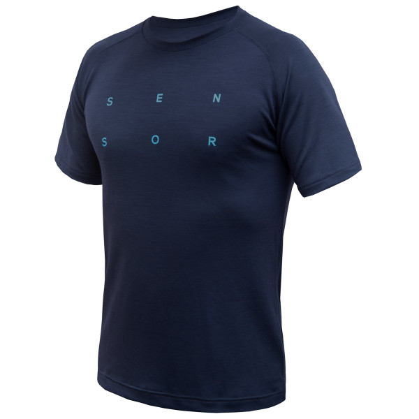 Camiseta funcional de hombre Sensor Merino Blend Typo azul deep blue