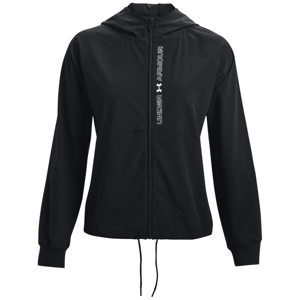 Chaqueta de mujer Under Armour Woven FZ Jacket negro Black / Black / White