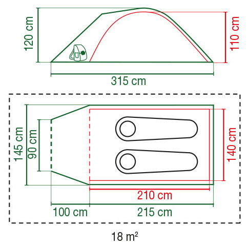Tienda de campaña de senderismo Coleman Darwin 2+