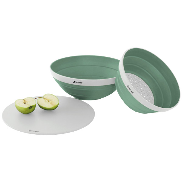 Juego de boles y colador Outwell Collaps Bowl & Colander Set verde oscuro Shadow Green