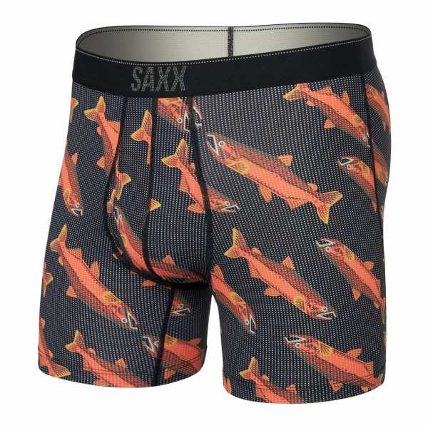 Calzoncillos bóxer Saxx Quest Qdm Boxer Brief Fly negro/naranja coho-black