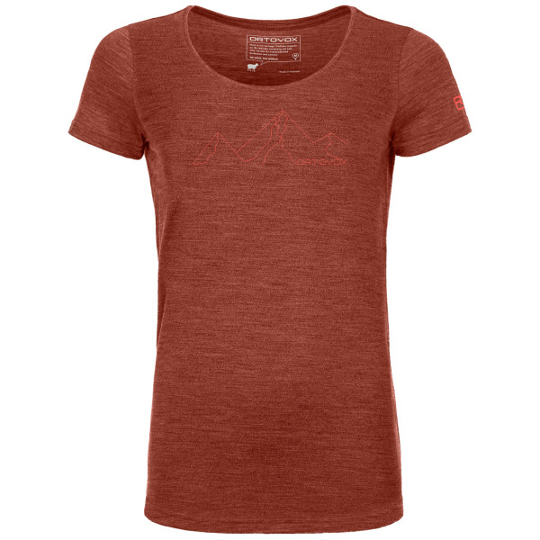 Camiseta funcional de mujer Ortovox W's 150 Cool Mountain Face TS naranja ClayOrangeBlend